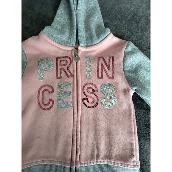 Charming girls pink and Grey princess Hoodie with sparkles - Picture 3 of 10